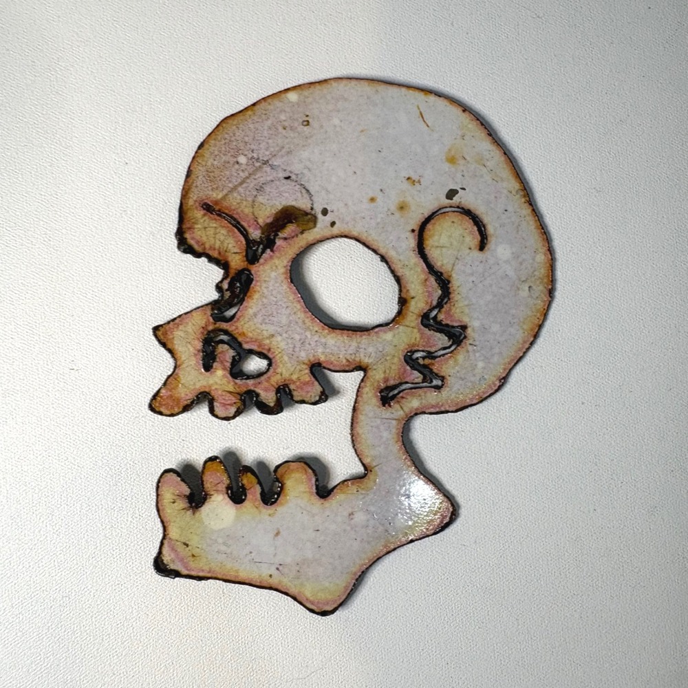 Handmade Large Skull Magnet Gothic Distressed Profile Art Kitchen Decor